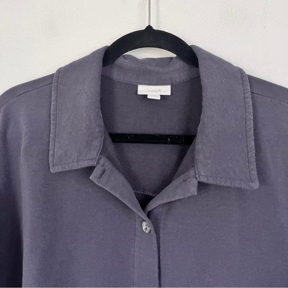 Pure Jill Cotton Blend Lightweight Soft Knit Button Front Jacket Tunic Length XL - Picture 4 of 9